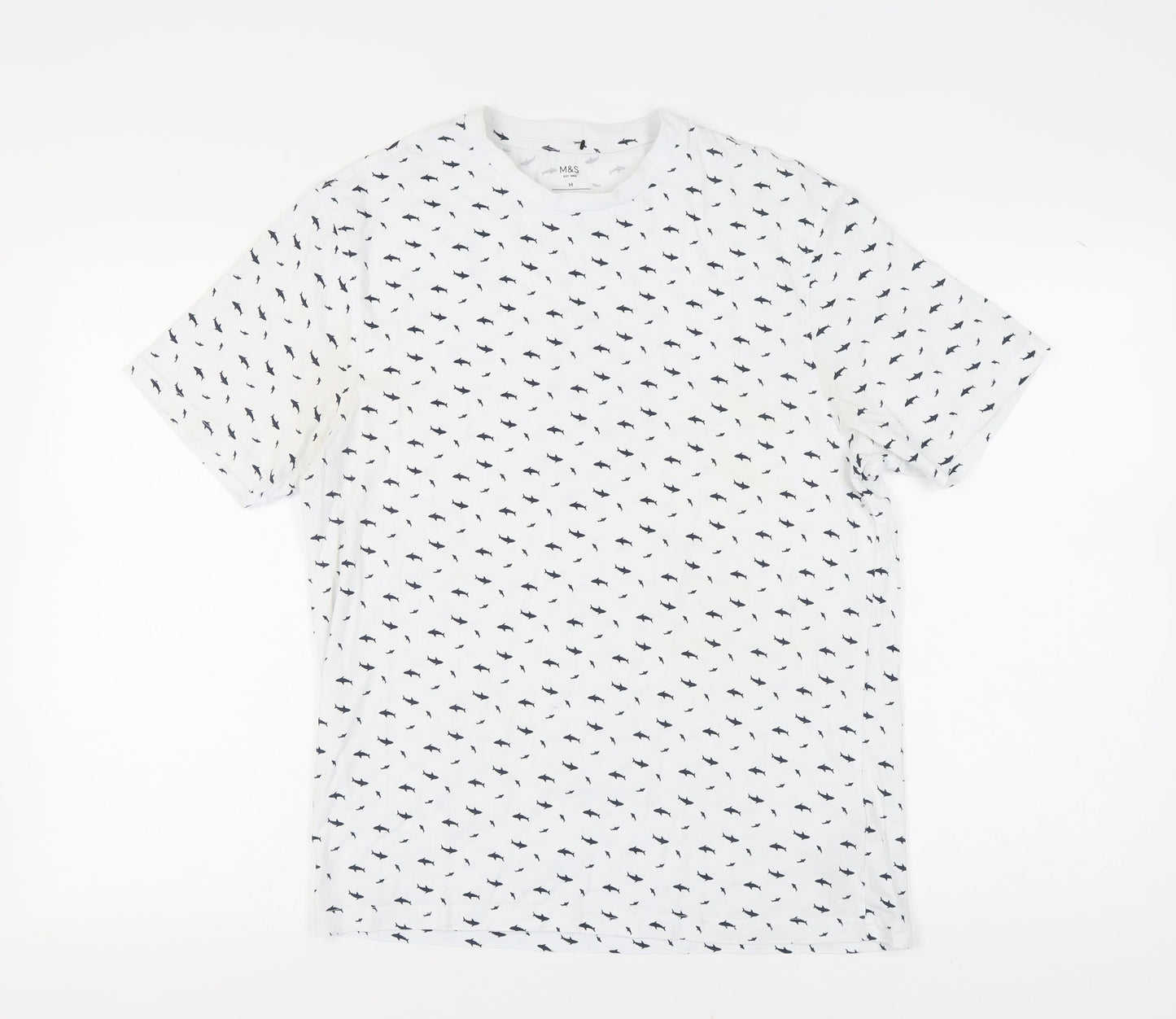 Marks and Spencer Men's White Animal Print T-Shirt, M