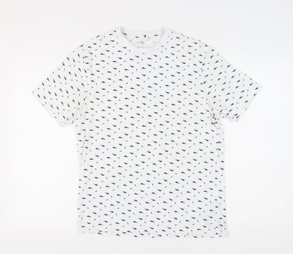 Marks and Spencer Men's White Animal Print T-Shirt, M