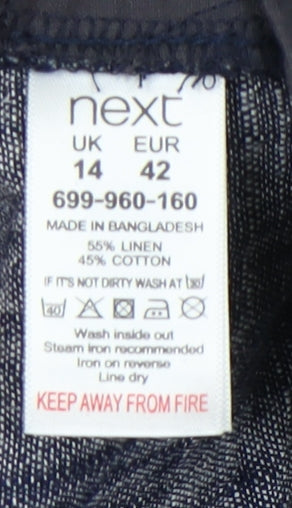 Next Women’s Blue Linen Shift Dress Size 14