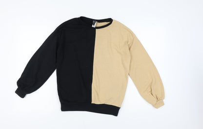 South Beach Women's Black Beige Colourblock Sweatshirt Size 8