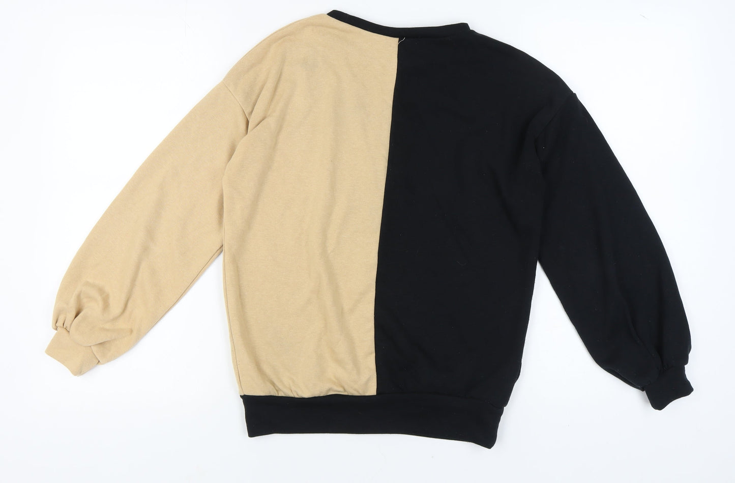 South Beach Women's Black Beige Colourblock Sweatshirt Size 8