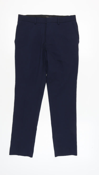 River Island Men's Blue Straight Trousers 30S