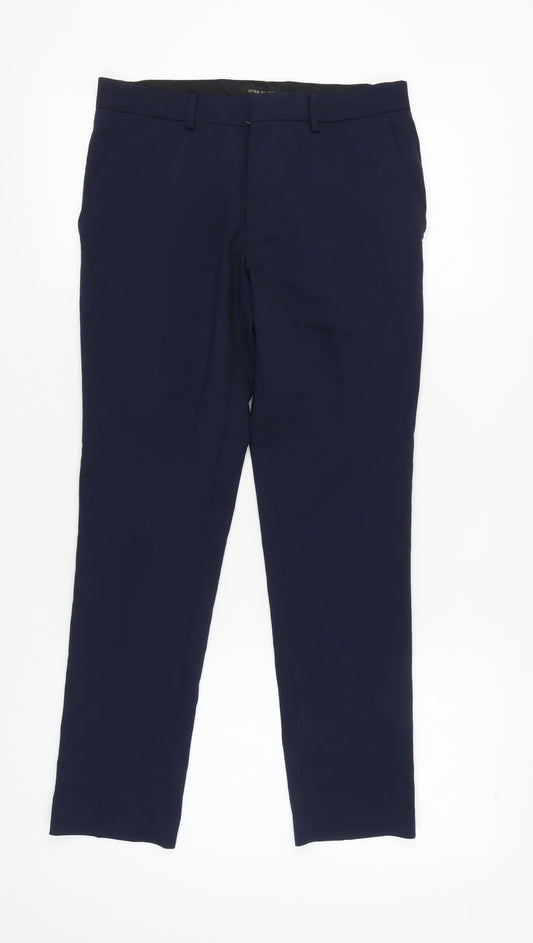 River Island Men's Blue Straight Trousers 30S