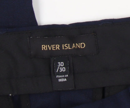 River Island Men's Blue Straight Trousers 30S