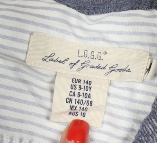 L.O.G.G. Boys Blue Striped Button-Up Shirt 9-10 Years