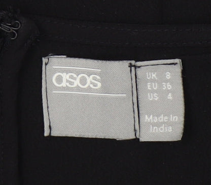 ASOS Women's Black A-Line Off Shoulder Dress Size 8