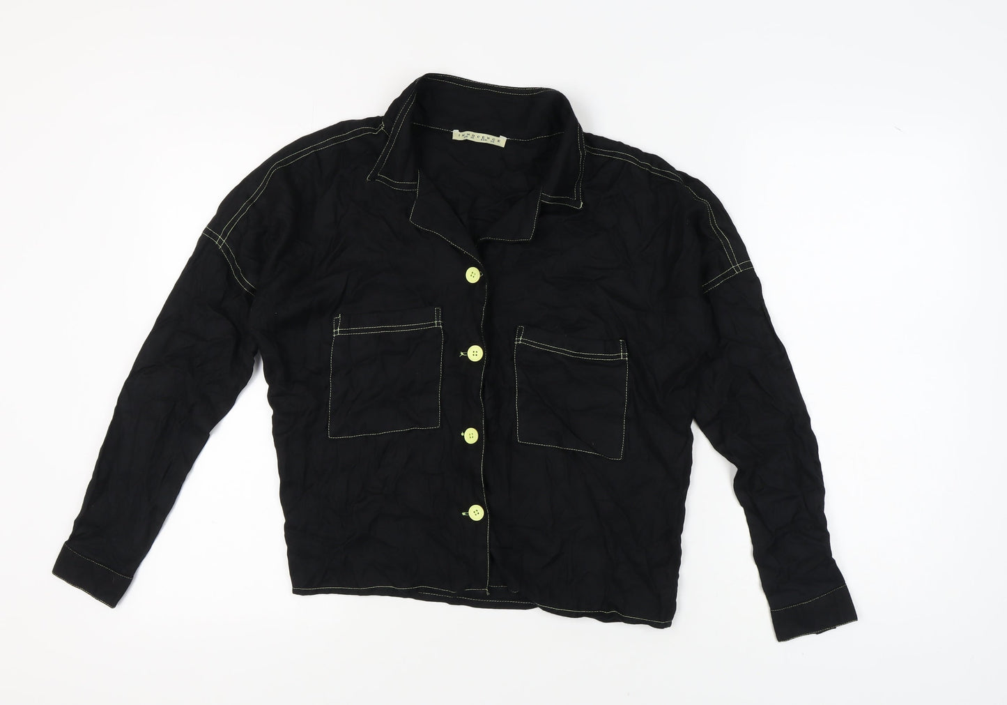 Womens UK Size 10 Innocence Black Basic Button-Up