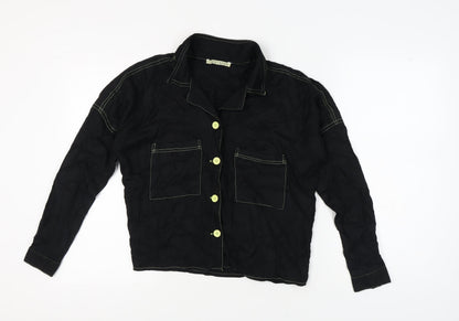 Womens UK Size 10 Innocence Black Basic Button-Up