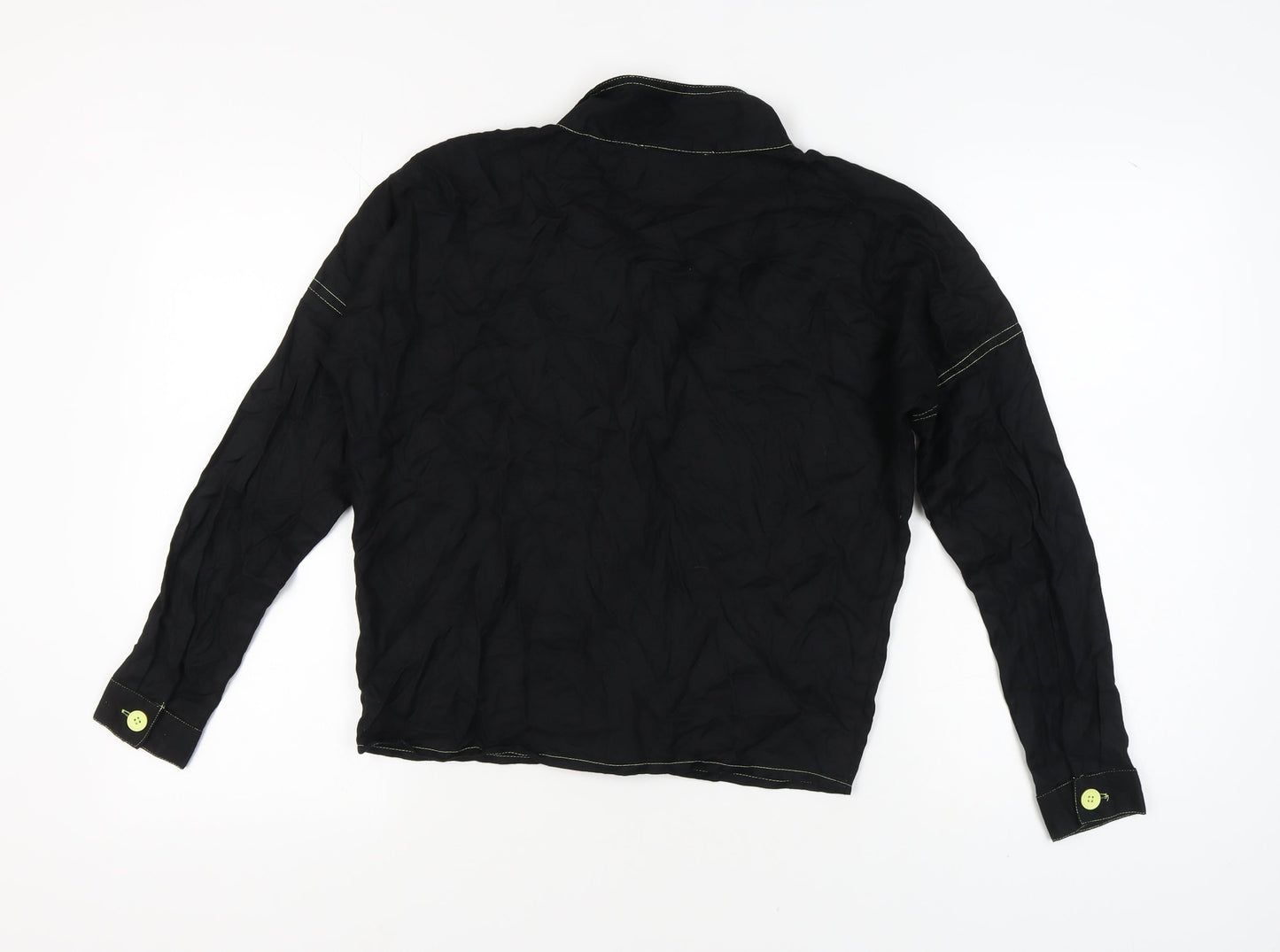 Womens UK Size 10 Innocence Black Basic Button-Up