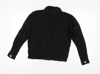 Womens UK Size 10 Innocence Black Basic Button-Up
