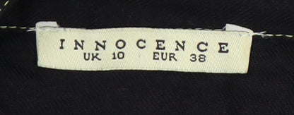 Womens UK Size 10 Innocence Black Basic Button-Up