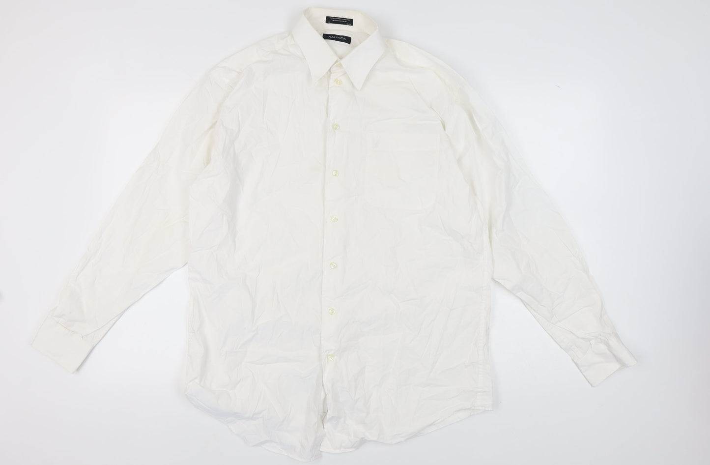 Nautica Men's White Long Sleeve Button-Up Shirt