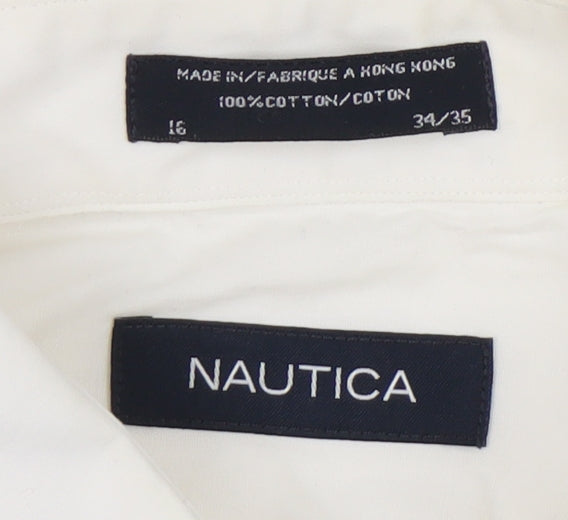 Nautica Men's White Long Sleeve Button-Up Shirt