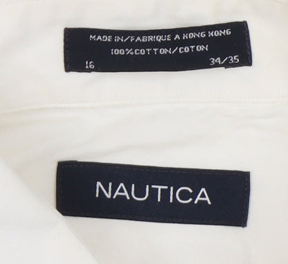 Nautica Men's White Long Sleeve Button-Up Shirt