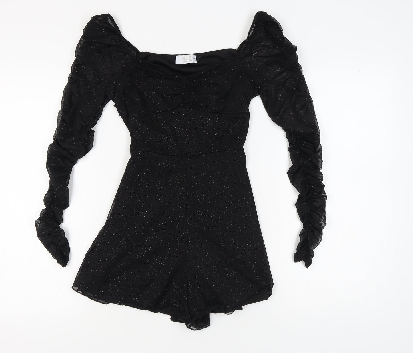 Quiz Women's Black Long Sleeve Ruffle Playsuit Size 10