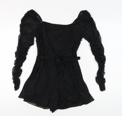 Quiz Women's Black Long Sleeve Ruffle Playsuit Size 10