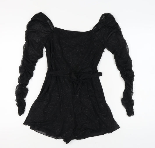 Quiz Women's Black Long Sleeve Ruffle Playsuit Size 10