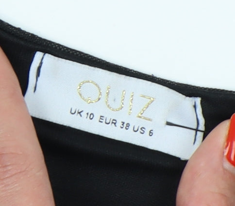 Quiz Women's Black Long Sleeve Ruffle Playsuit Size 10