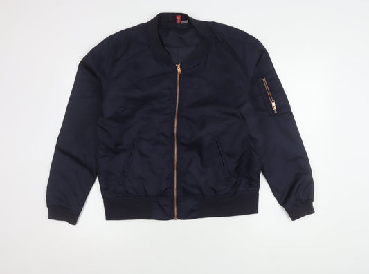 DIVIDED Women’s Blue Bomber Jacket Size 14, Full Zip