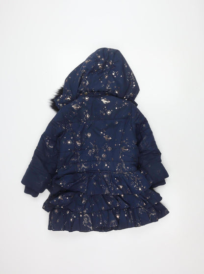 Octavia Clothier Girls Blue Celestial Puffer Jacket 5-6Y