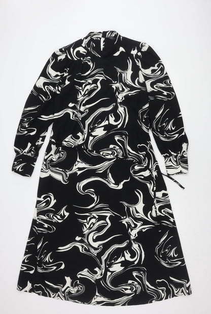 Marks and Spencer Women's Black Geometric Dress, Size 14