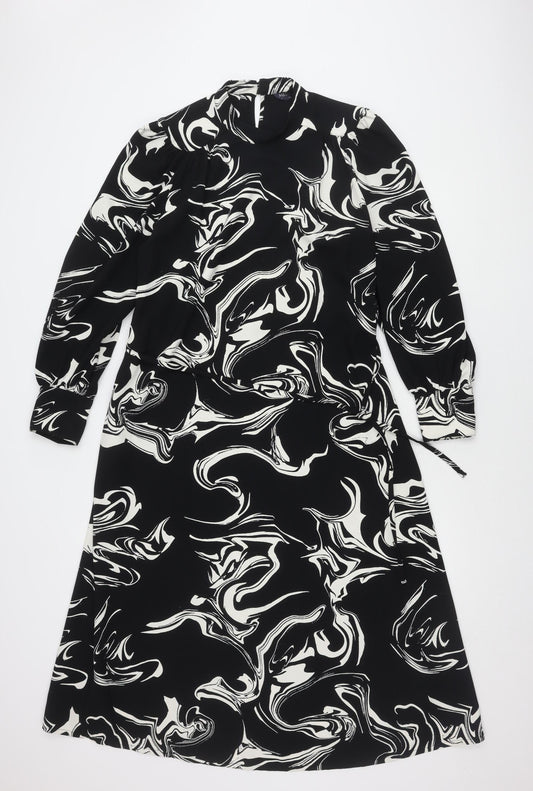 Marks and Spencer Women's Black Geometric Dress, Size 14