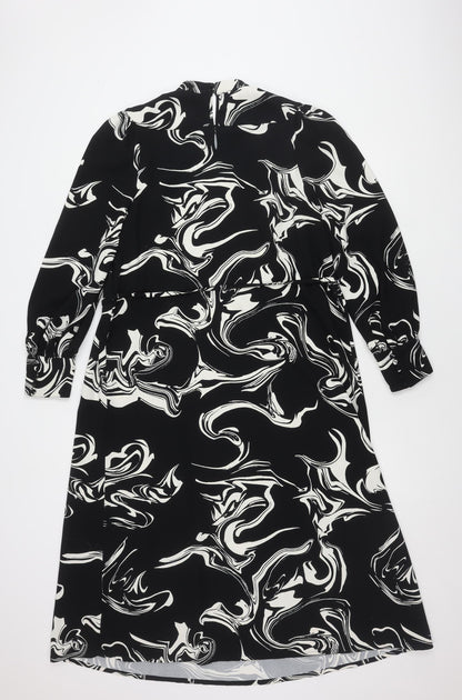 Marks and Spencer Women's Black Geometric Dress, Size 14