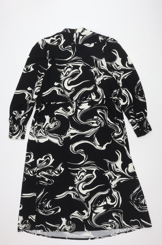 Marks and Spencer Women's Black Geometric Dress, Size 14