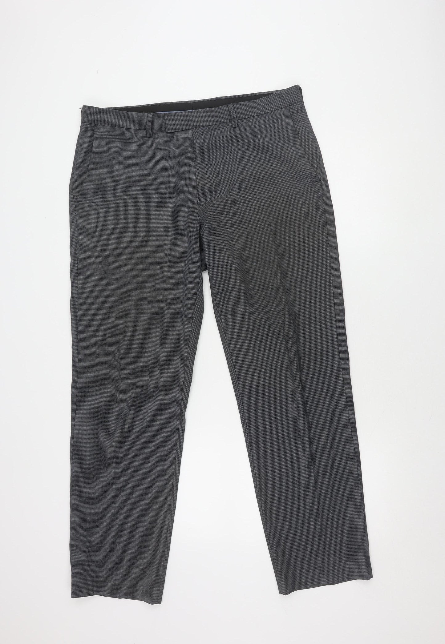 Marks and Spencer Men's Blue Regular Fit Trousers