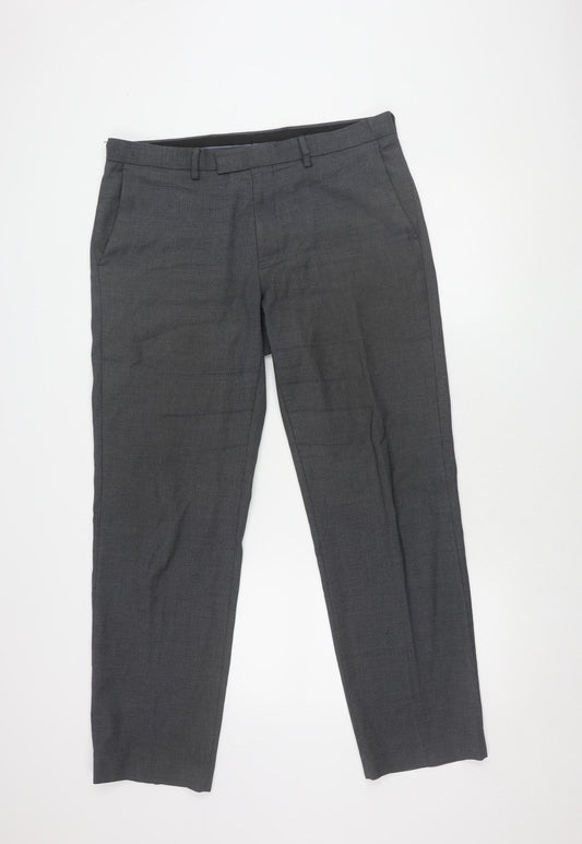 Marks and Spencer Men's Blue Regular Fit Trousers