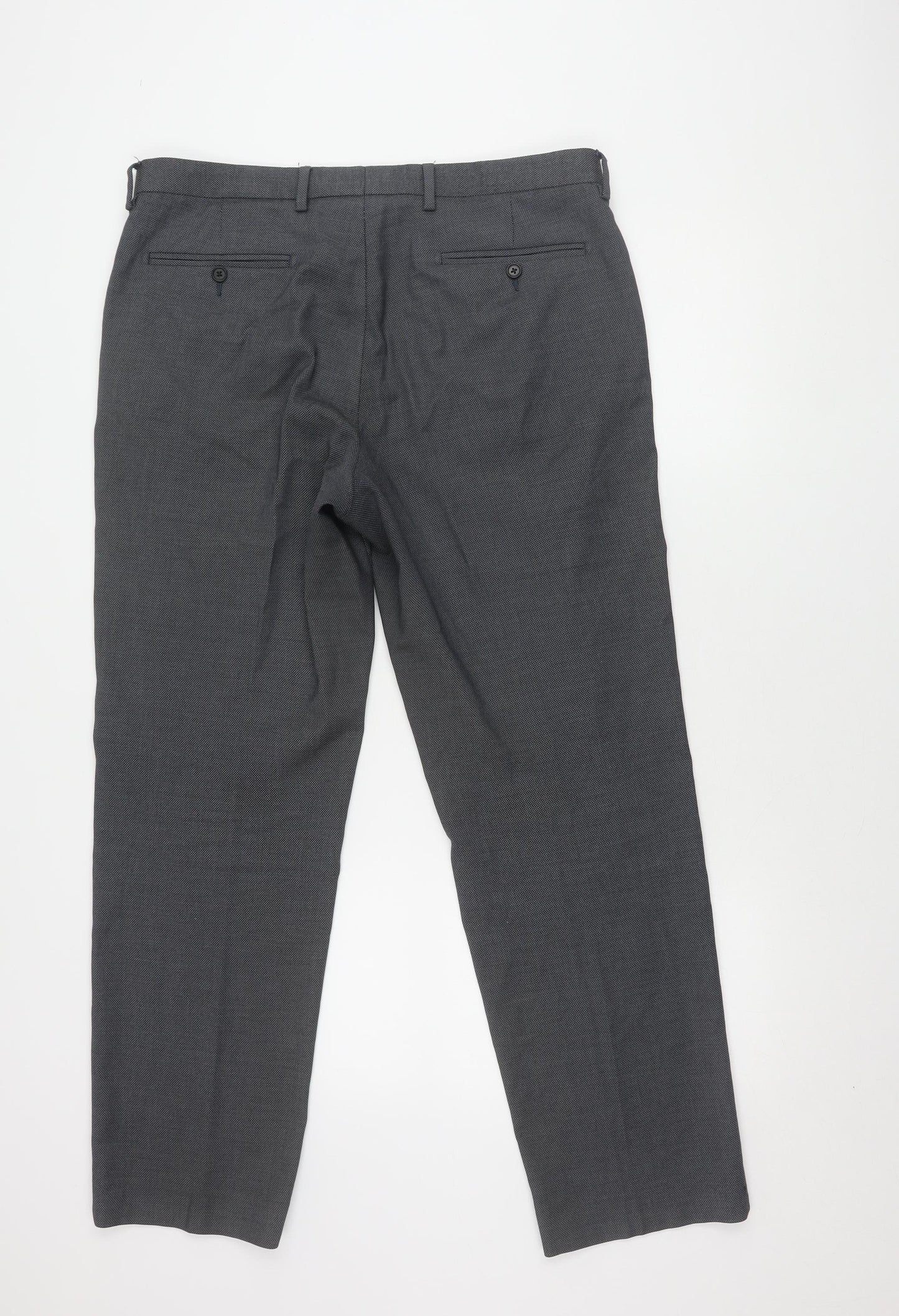 Marks and Spencer Men's Blue Regular Fit Trousers