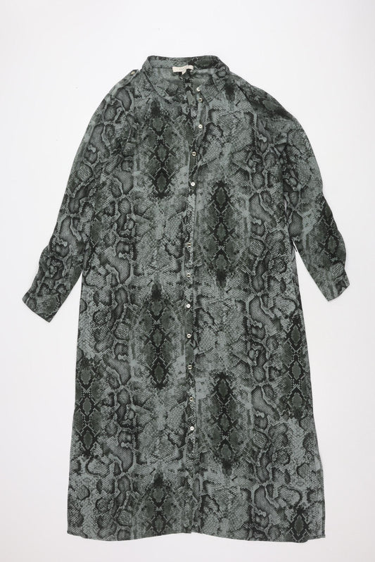 Oasis Women's Grey Animal Print Shirt Dress Size 14