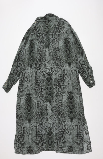 Oasis Women's Grey Animal Print Shirt Dress Size 14