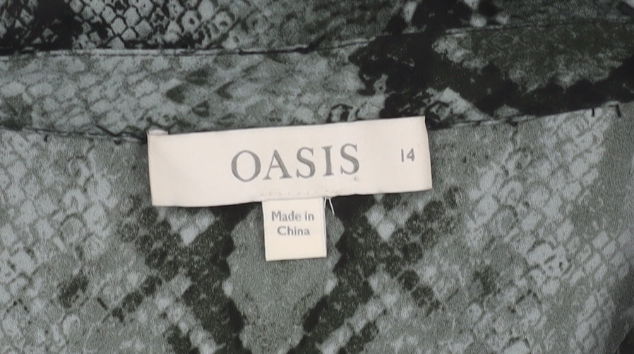 Oasis Women's Grey Animal Print Shirt Dress Size 14