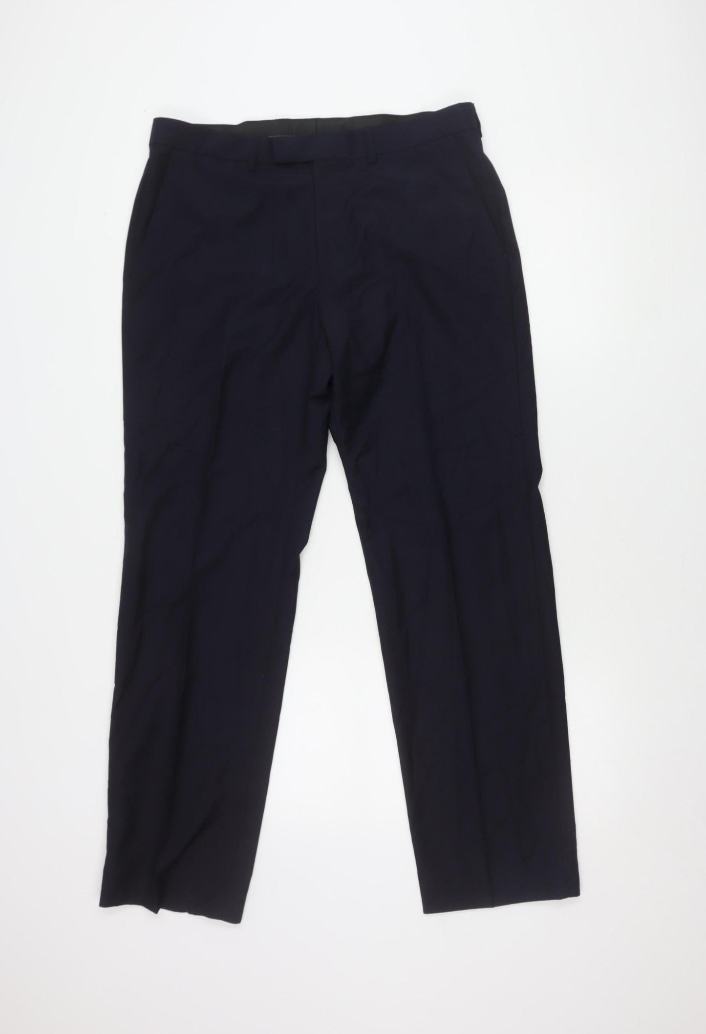Marks and Spencer Men's Blue Regular Fit Trousers