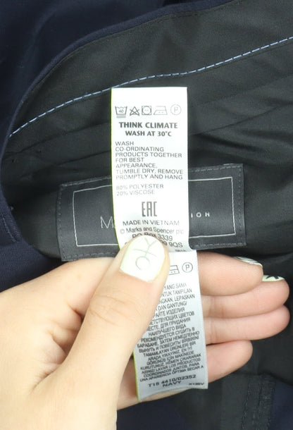 Marks and Spencer Men's Blue Regular Fit Trousers