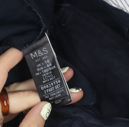 Marks and Spencer Men's Navy Chino Trousers Size 16