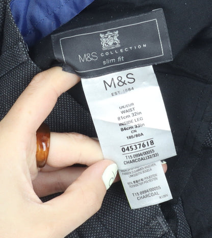 Womens UK Size 32 Marks and Spencer Slim Fit  Black Trousers