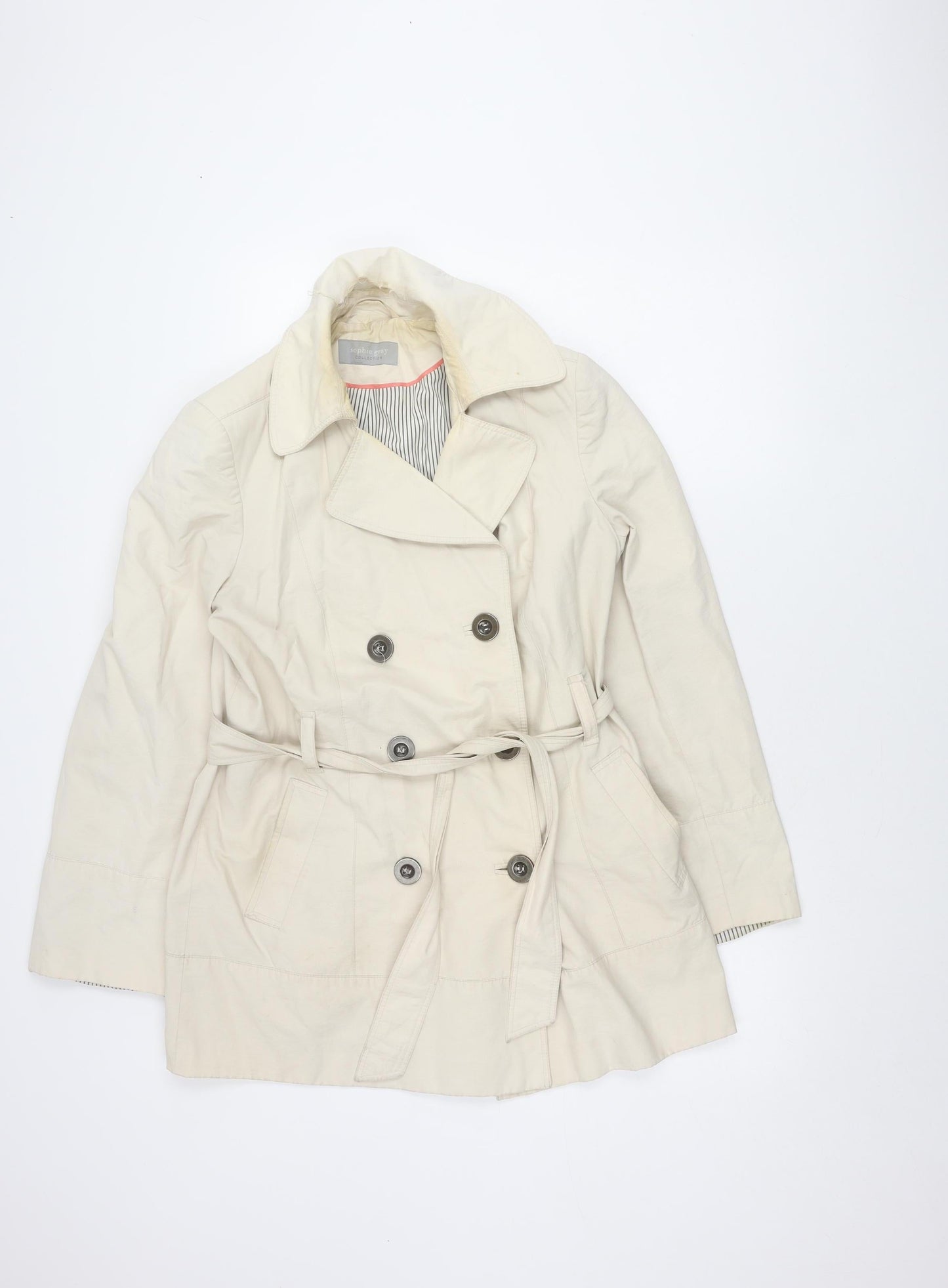 Womens UK Size 14 Sophie Gray Beige Trench Coat