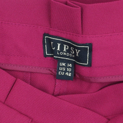 Lipsy Women's Red Belted Tapered Trousers Size 14