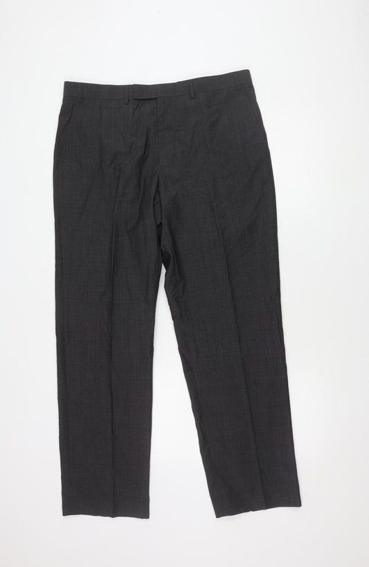 Marks and Spencer Men's Black Wool Trousers Size 36