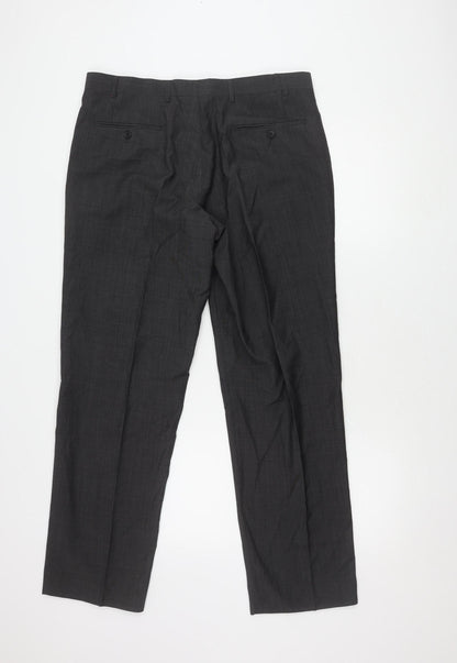 Marks and Spencer Men's Black Wool Trousers Size 36