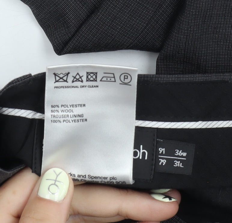 Marks and Spencer Men's Black Wool Trousers Size 36