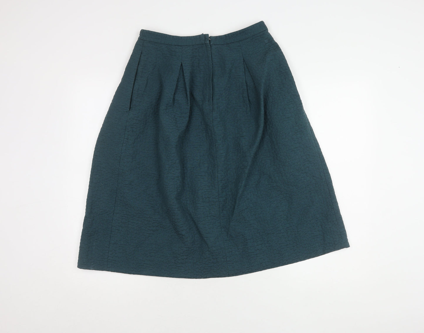 H&M Women's Blue Pleated Skirt Size 10 Cotton Blend