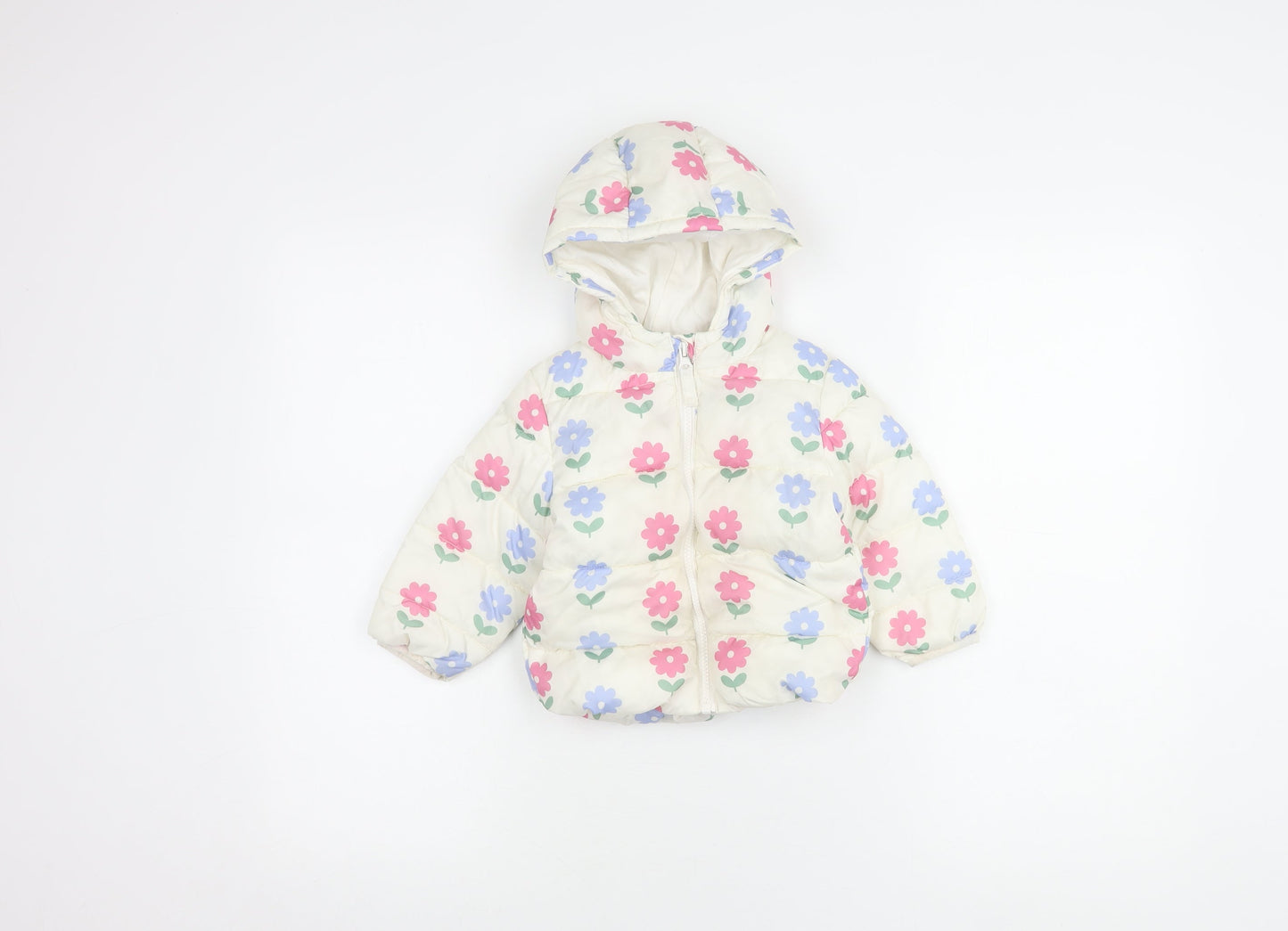 Marks and Spencer Girls Multicoloured Puffer Jacket 2XS with Hood