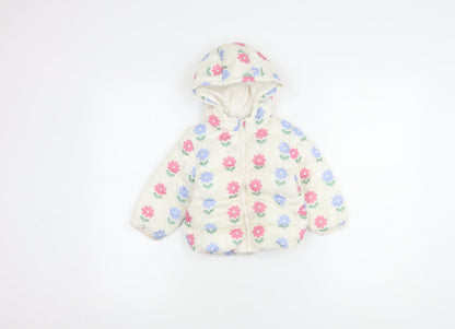 Marks and Spencer Girls Multicoloured Puffer Jacket 2XS with Hood