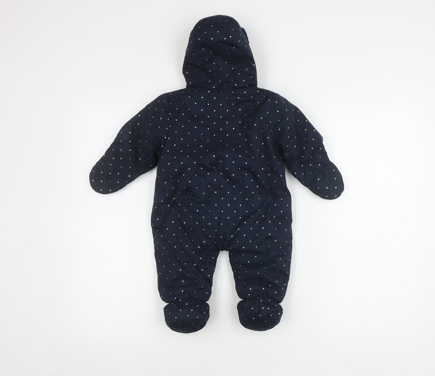 Kiabi Blue Unisex Baby Snowsuit, 0-3 Months, Polka Dot Pattern
