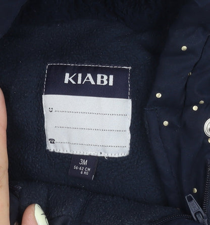Kiabi Blue Unisex Baby Snowsuit, 0-3 Months, Polka Dot Pattern