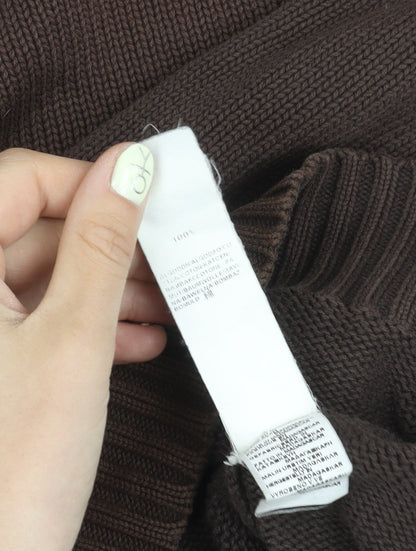 Zara Men's Brown XL V-Neck Cotton Pullover Jumper