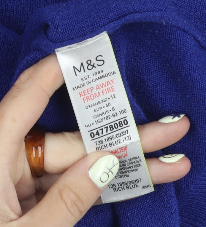 Womens UK Size 12 Marks and Spencer Blue Pullover Jumper